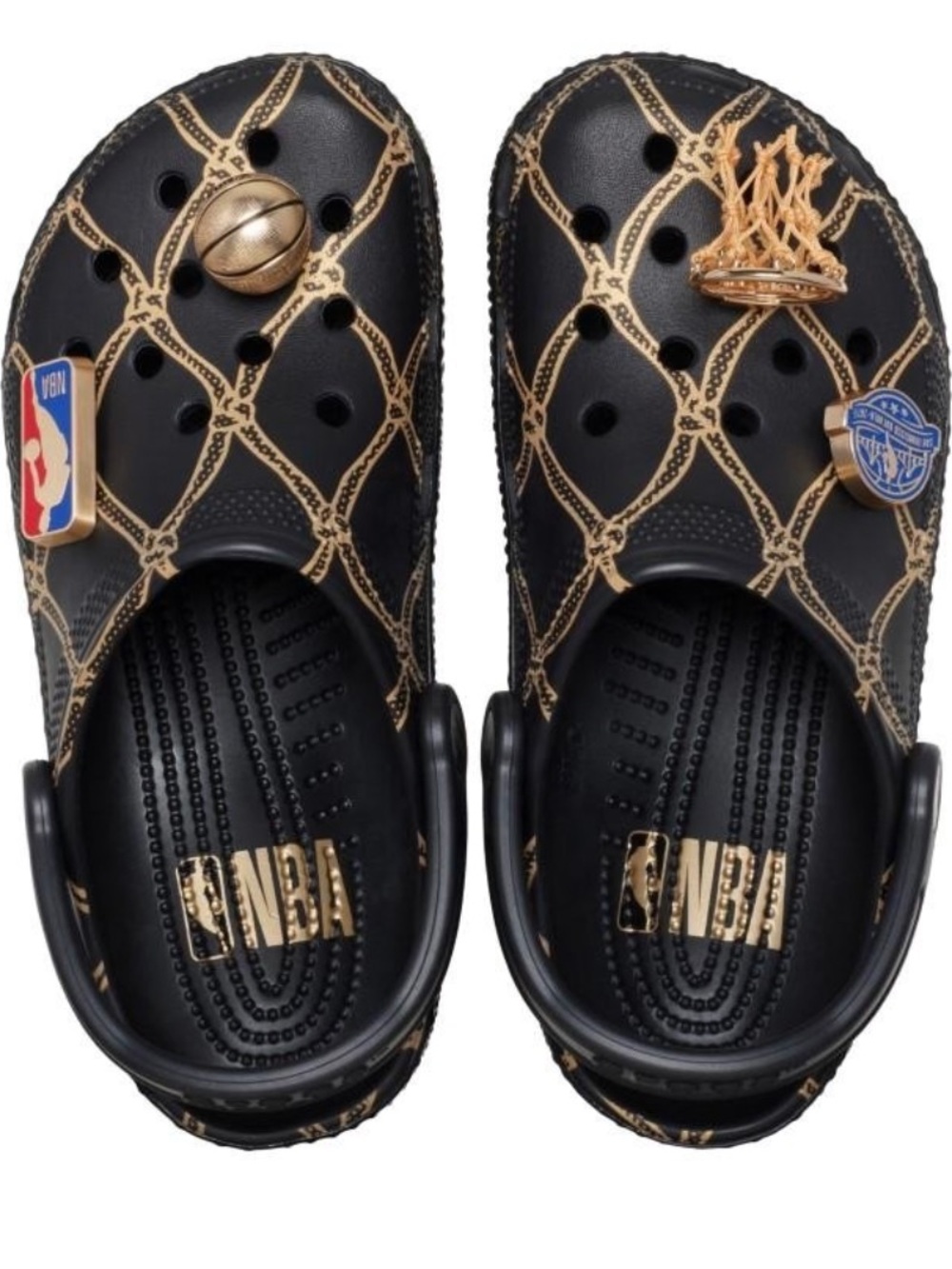 Crocs x NBA Classic Clog All-Star M8W10 Black Gold Basketball Jibbitz NWT